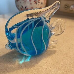 Blue Glass Fish Figurine